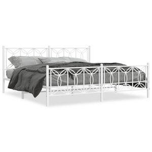 vidaXL Cadre de lit métal sans matelas et pied de lit blanc 193x203 cm