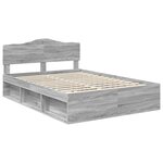 vidaXL Cadre de lit Gris Sonoma 140 x 200 cm Bois de pin massif