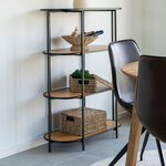 Étagère aspect chêne ovale à 4 étage avec cadre noir 85 x 36 x 111 cm