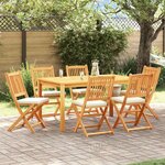 vidaXL Chaises de jardin pliantes avec coussin blanc  6 pièces en bois d'acacia solide.