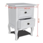 vidaXL Table de chevet 2 Pièces avec 2 tiroirs MDF Blanc