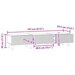 vidaXL Meuble TV Gris béton 147 x 34 5 x 30 cm Bois d'ingénierie