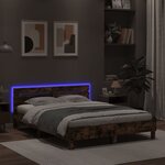 vidaXL Cadre de lit avec tête de lit et LED chêne marron 150x200 cm