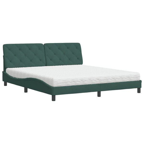 vidaXL Lit avec matelas vert foncé 180x200 cm velours