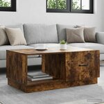 vidaXL Table basse Chêne fumé 90 x 50 x 37 cm Bois d'ingénierie
