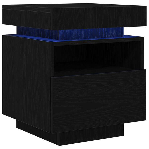 Table de chevet vidaXL avec lumières LED 2 Pièces Chêne noir 40x39x48 5 cm