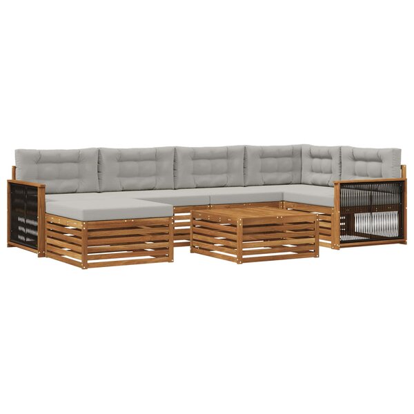 vidaXL Ensemble de canapés d'extérieur 7 pc Naturel et gris clair