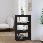vidaXL Bibliothèque/Séparateur de pièce Noir 60x30x103 5 cm Pin massif