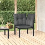 vidaXL Chaise d'angle de jardin avec coussins noir/gris résine tressée