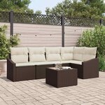 vidaXL Ensemble de salle à manger pour jardin 6 Pièces Marron  Crème