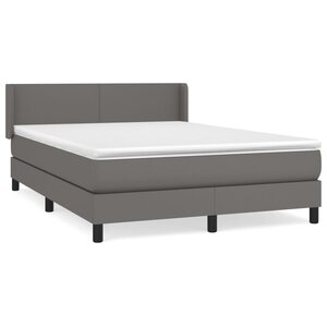 vidaXL Sommier à lattes de lit avec matelas Gris 140x190 cm Similicuir