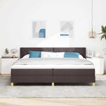 vidaXL Lit à ressorts avec matelas Marron foncé 200 x 200 cm Polyester