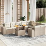 vidaXL Salon de jardin avec coussins 10 Pièces beige résine tressée
