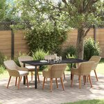 vidaXL Ensemble de salle à manger pour jardin 7 Pièces Beige polyrotin