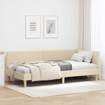 vidaXL Cadre de lit d'angle Autre avec tête de lit Crème 90 x 190 cm