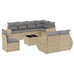 vidaXL Salon de jardin avec coussins 9 Pièces beige résine tressée