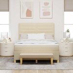 vidaXL Lit à ressorts avec tête de lit Crème 190 x 140 cm tissu