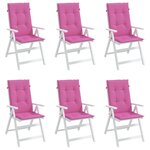 vidaXL Coussins de chaise à dossier haut lot de 6 rose tissu