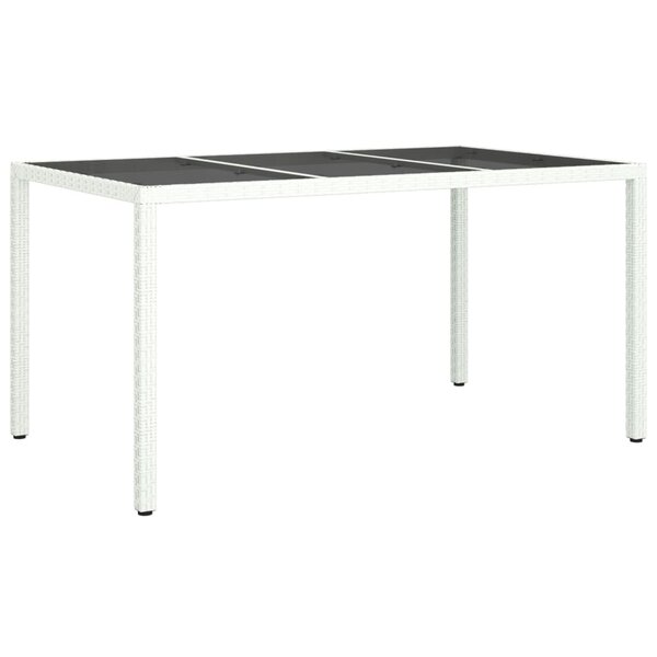 vidaXL Table de jardin 150x90x75 cm Verre trempé/résine tressée Blanc