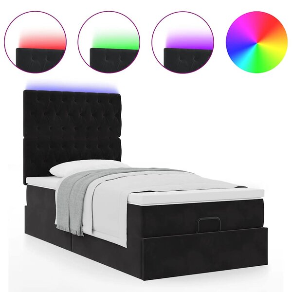 VidaXL Cadre de lit ottoman avec matelas noir 100x200cm velours