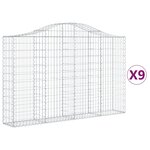 vidaXL Paniers à gabions arqués 9 Pièces 200x30x120/140 cm Fer galvanisé