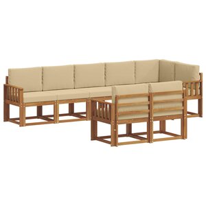 vidaXL Ensemble de canapés d'extérieur 8 pc Naturel et Beige