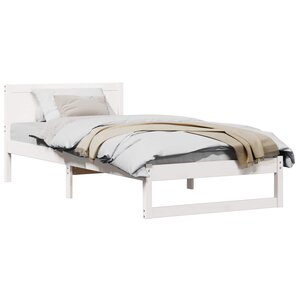 vidaXL Cadre de lit avec tête de lit Blanc 90 x 190 cm Pin massif