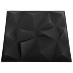vidaXL Panneaux muraux 3D 24 Pièces 50x50 cm noir diamant 6 m²