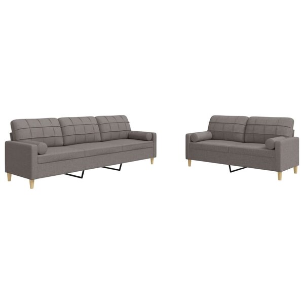 vidaXL Ensemble de canapés 2 Pièces avec coussins décoratifs taupe tissu