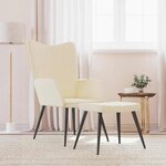 vidaXL Chaise de relaxation avec tabouret Crème Tissu