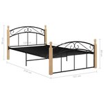 vidaXL Cadre de lit sans matelas noir métal bois chêne 120x200 cm