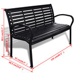 vidaXL Banc de jardin 125 cm acier et WPC noir