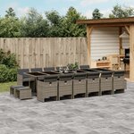 vidaXL Ensemble à manger de jardin 17 Pièces et coussins résine tressée