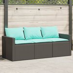vidaXL Canapé de jardin avec coussins 3 places noir résine tressée