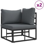 vidaXL Ensemble de canapé de jardin 7 Pièces Noir 353 x 141 5 x 71 cm