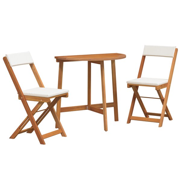 vidaXL Ensemble de bistro 3 pièces avec coussins en bois massif d'acacia
