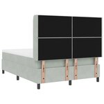 Lit à sommier box avec matelas et éclairage LED gris clair 140x190 cm velours