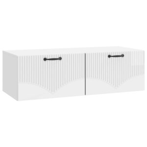 vidaXL Meuble TV mural Montage mural Blanc brillant 98 x 41 x 30 cm