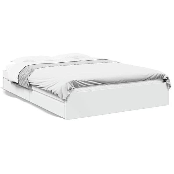 vidaXL Cadre de lit avec tiroirs sans matelas blanc 150x200 cm
