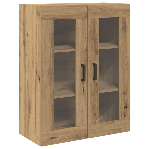 vidaXL Meuble mural avec portes en verre  Chêne fait main 69.5x34x90 cm