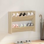 vidaXL Armoire à chaussures murale Chêne Sonoma 80x18x60 cm Aggloméré