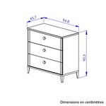 Commode chene blond 3 tiroirs