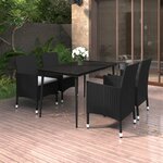 vidaXL Mobilier à dîner de jardin coussins 5 Pièces Résine tressée Verre