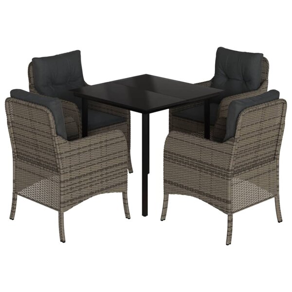 vidaXL Ensemble à manger de jardin 5 Pièces coussins gris résine tressée
