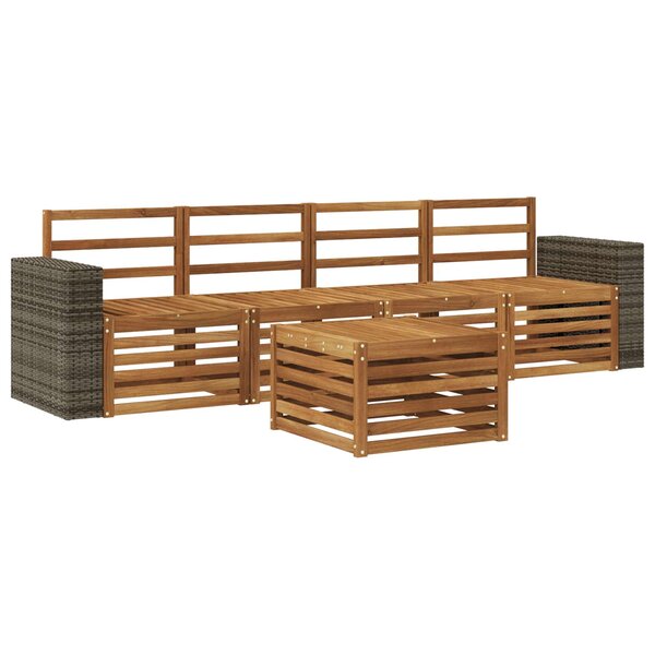 vidaXL Ensemble de canapés d'extérieur 5 Pièces Naturel
