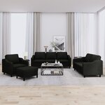 vidaXL Ensemble de canapés 4 Pièces avec coussins Noir Tissu