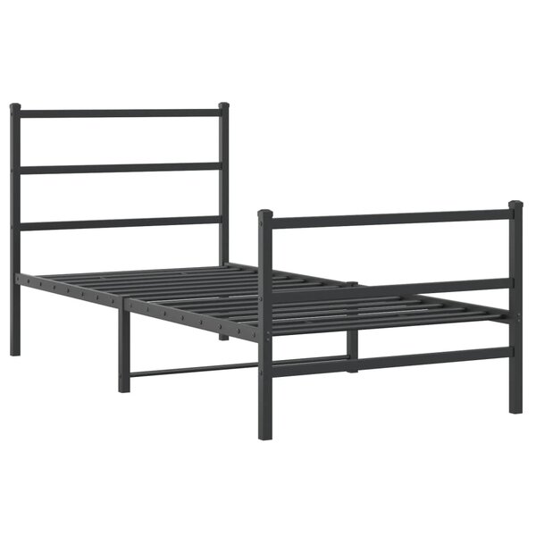 vidaXL Cadre de lit métal avec tête de lit/pied de lit noir 90x190 cm