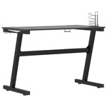 vidaXL Bureau de jeu à LED en forme de Z noir 110x60x75 cm