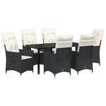 vidaXL Ensemble de salle à manger pour jardin 7 Pièces Noir Poly rotin