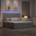 vidaXL Lit de rangement LED avec matelas Gris clair 180 x 200 cm Tissu